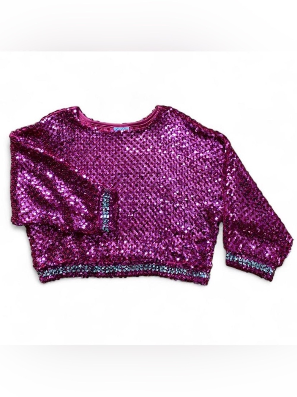 Lady Winn California 80’s Vintage Sequin Cropped Sweater Made in USA